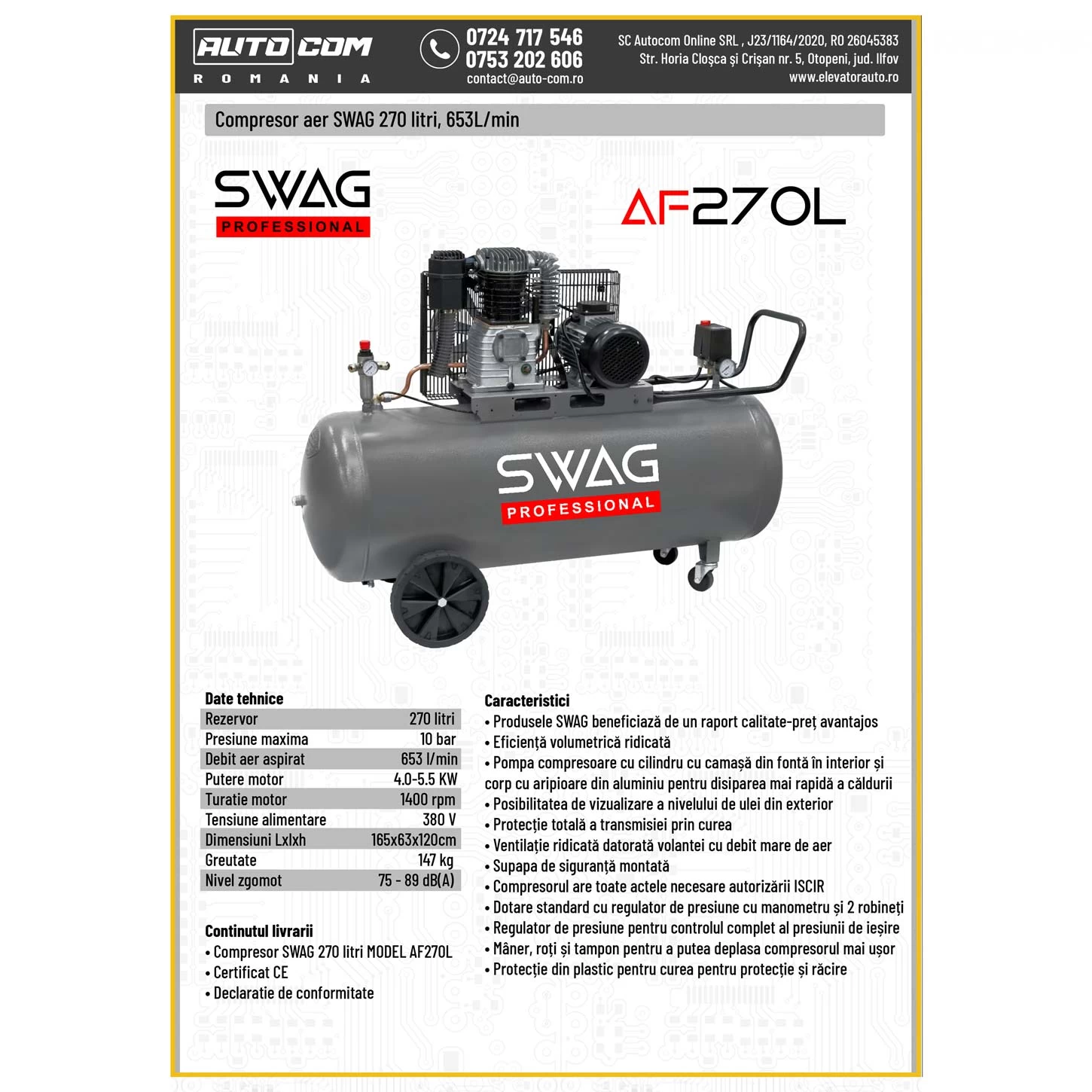 Compresor aer SWAG AF270L