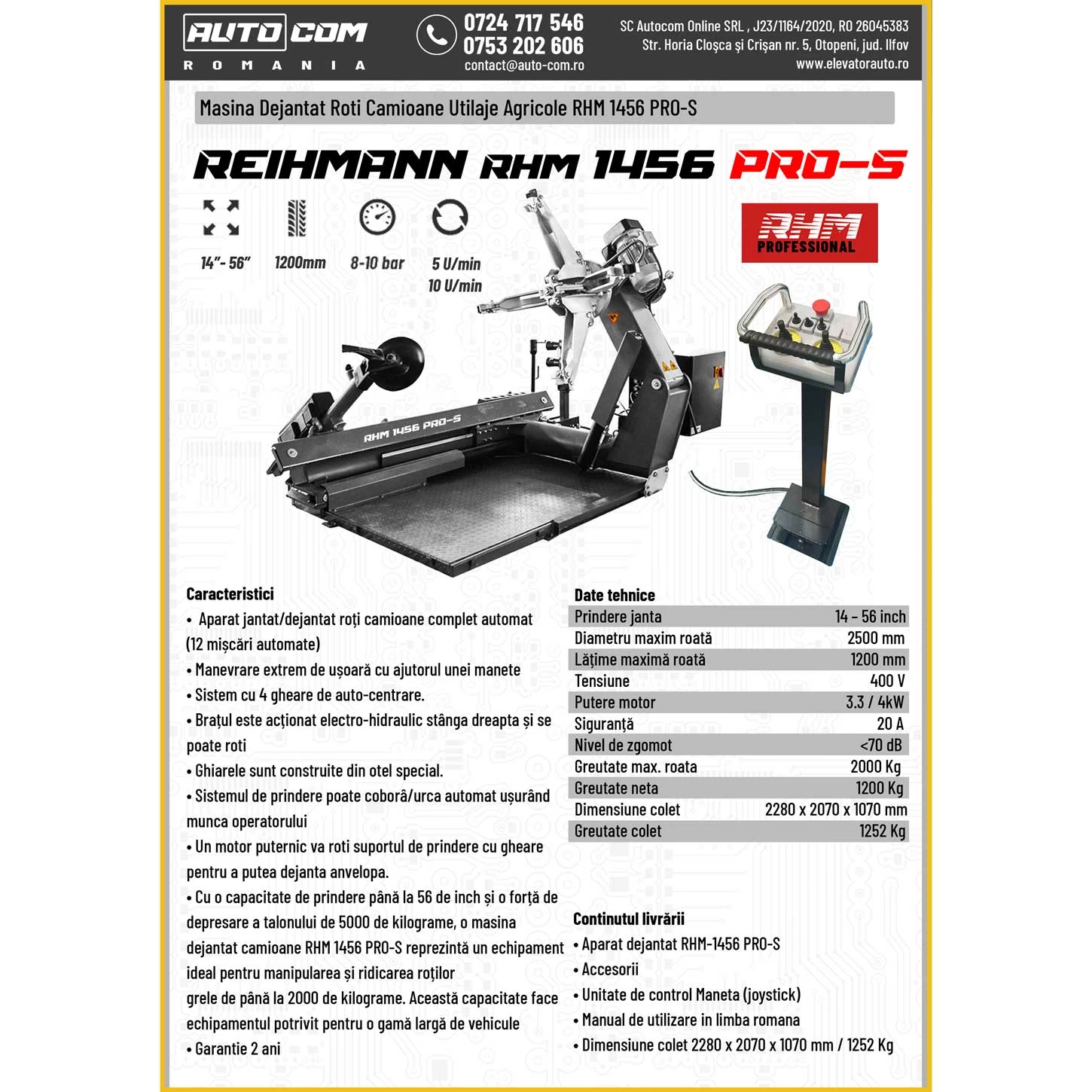 Masina dejantat roti camioane utilaje agricole REIHMANN RHM 1456 PRO-S