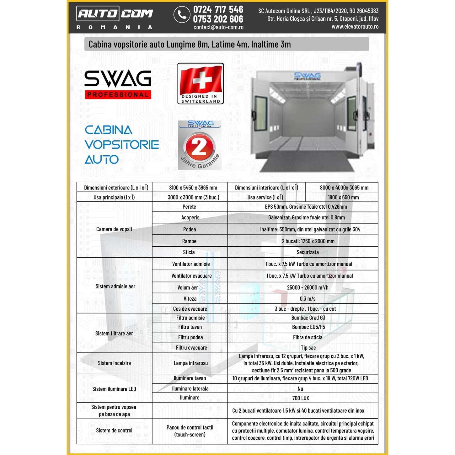 Cabina vopsitorie auto SWAG