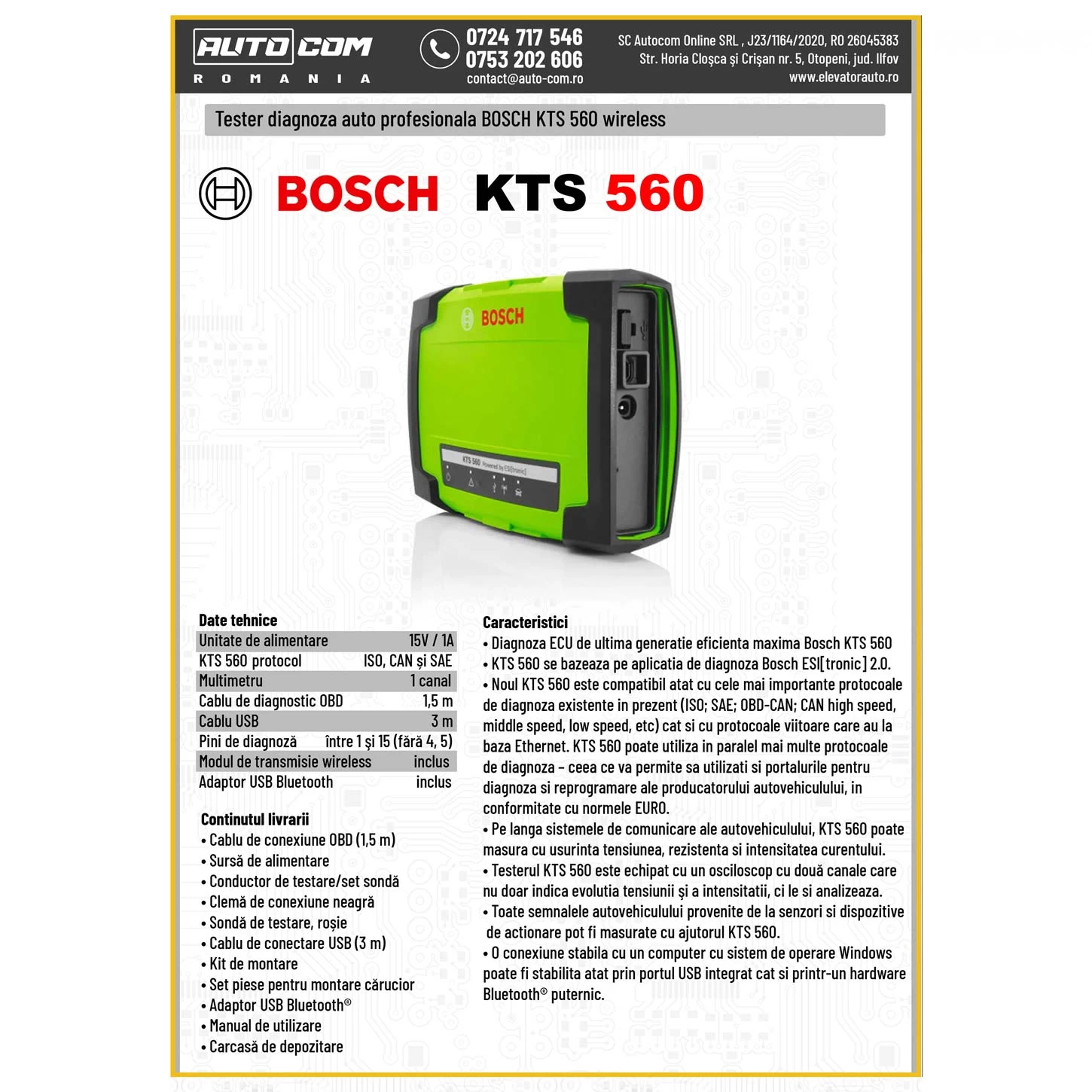 Tester diagnoza auto profesionala BOSCH KTS 560 wireless